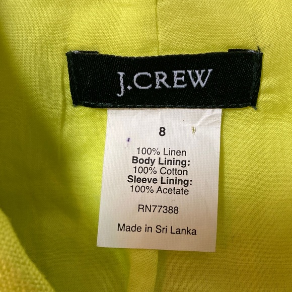 J. Crew Vibrant Chartreuse Linen Blend Blazer - Picture 2 of 7